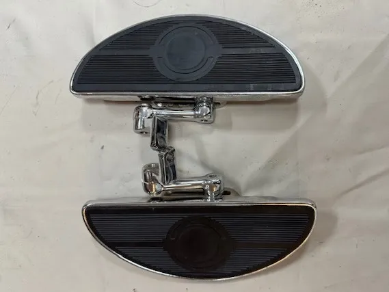 Chrome half-moon Floorboards Mid or Forward Mount Sportster Dyna Softail